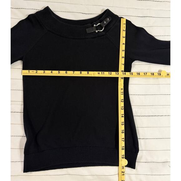 Ralph Lauren Petite LRL | Black 100% Cotton Sweater Boatneck Buckle - size Small - Picture 6 of 6